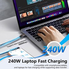 240W Fast Charger Adapter for Phone with 5FT Type-C Cable