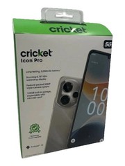 Cricket Icon Pro 5G Android 15 6.75″ HD 50MP Triple Camera 128GB Gray Smartphone
