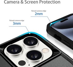 Designed for iPhone 15 Pro Max Case, Heavy Duty Shockproof Dustproof Cover, Blac