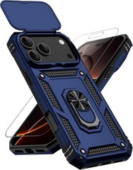 iPhone 17 Pro Max Case with Slide Camera Cover & Kickstand, Military Grade Black