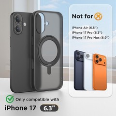 Stand Case for iPhone 17 Case with Screen Protector, 360° Rotatable Ring Kicksta