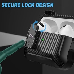 Rugged Military Armor Case for AirPods Pro 2 with Cleaner Kit and Lock – Black