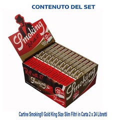 2 x Cartine Smoking® Oro Lunghe King Size Slim Oro E Filtri in Carta 24 Libretto