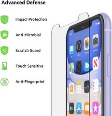 Screen Protector for Apple iPhone 11 6.1 Inch Anti-Microbial Easy Align Installa