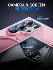 360 Rotatable Magnetic Ring Stand Case for Samsung Galaxy S24 Ultra Pink Militar
