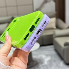 Case for iPhone 17 Pro, Super Cute Vibrant Neon Glitter Shiny Bling Glossy Mint