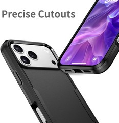 For iPhone 17 Pro Max Case Heavy Duty Rugged Shockproof Durable Cover-Black