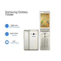 Unlocked Samsung Galaxy Folder G1600 Dual SIM LTE Flip SmartPhone- Open Box Gold