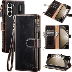 Samsung Galaxy Z Fold 5 Case Wallet Leather Card Slots Defender Cover Brown