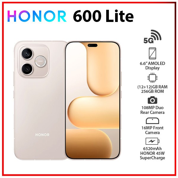 (New) Honor 600 Lite 5G GOLD 12GB+256GB Dual SIM Unlocked Android Cell Phone
