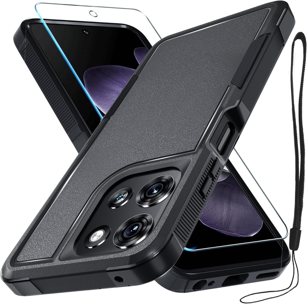 RMOCR Black Matte Protective Case for Moto G 5G 2025, Rugged Shockproof Design