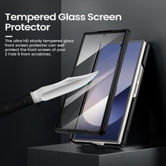 Galaxy Z Fold 6 Case with Kickstand, Hinge Protection & Belt Clip Holster – Blue