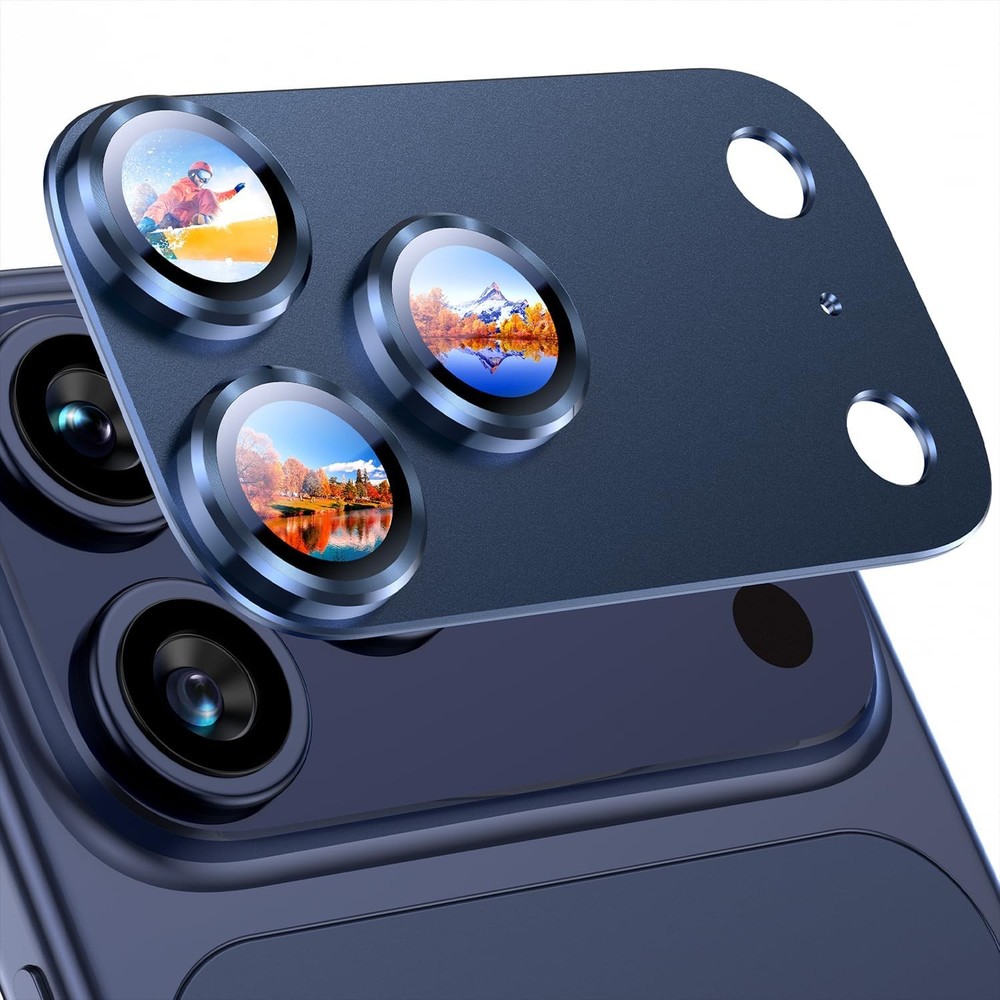 Metal Tempered Glass Rear Camera Lens Protector for iPhone 17 Pro – Deep Blue
