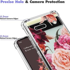 Bumper Case for Google Pixel 6a, 3-Pack Soft Clear TPU Flower Pattern Design
