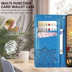 1. For Moto G Play 2024 Case Wallet, Blue Butterfly Emboss PU Leather Cover