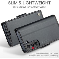 Samsung Galaxy S22 Wallet Case with RFID Blocking, Leather Book Folio Case Black