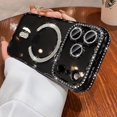 Glitter Diamond Magnetic Case for iPhone 17 Pro Max Clear Support Wireless Charg