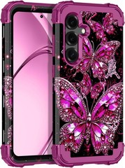 Heavy Duty Three Layer Shockproof Case for Samsung Galaxy S25, Glow in Dark Rose