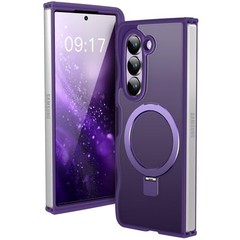 [Magnetic Stand & Wave Frame] Samsung Galaxy Z Fold 6 Purple Not Yellowing Case