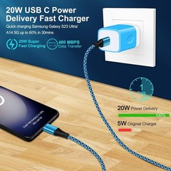Fast USB-C Wall Charger Adapter for Samsung Galaxy S26 Ultra, Pixel 10a 6FT