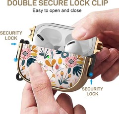 Flower AirPods Pro 2 Case Lock Protective Hard Cute AirPod Pro Cover with Keycha
