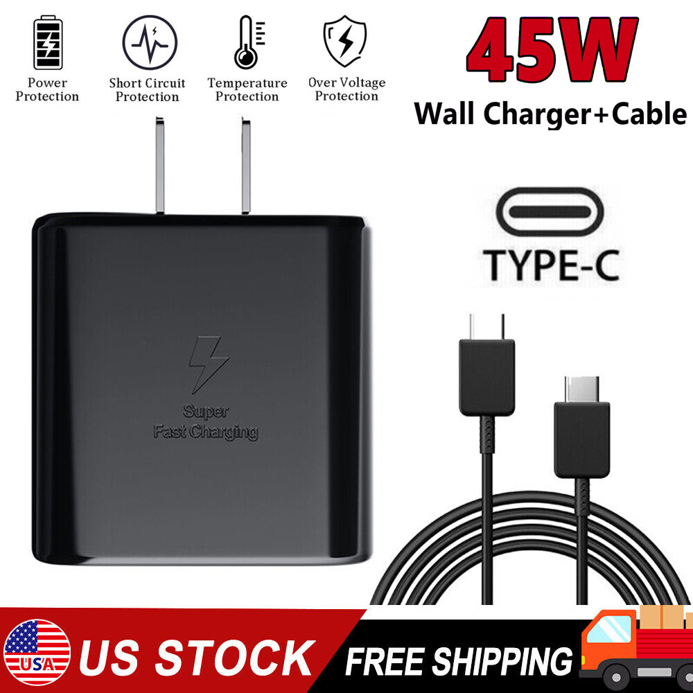 ✅Type USB C Super Fast Wall Charger+6ft Cable 45W For Samsung Galaxy S22 S23 S21