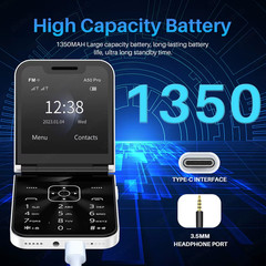 A50 PRO Flip Mobile Phone 2G GSM 2.4″ Display Auto Call Recorder Speed Dial 2 Si