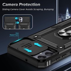 Galaxy A05 Case, Samsung AO5 Phone Case with Slide Camera Cover + Tempered Glass