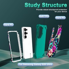 3PCS Heavy Duty Shockproof Case & Soft Silicone Rubber for Galaxy S26 Ultra Deep