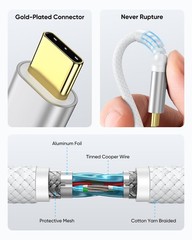1.5FT 3A USB 3.1 Gen 2 Fast Charger Cable for iPhone 15 Pro Max, Galaxy S24