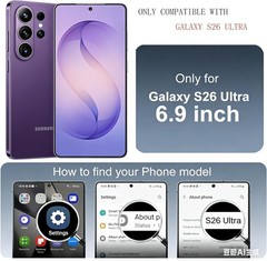 Slim Glossy Magnetic Case for Samsung Galaxy S26 Plus, Camera Cover, Luxury Blue