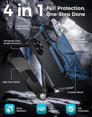 4-in-1 Samsung Galaxy S26 Ultra Case with Belt Clip Holster & Screen Protector