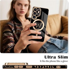 Samsung Galaxy S26 Ultra 5G Magnetic Case, Cute Butterfly Luxury Plating Edge Ca