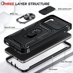 Samsung Galaxy A13-5G Phone Case with [2 Pcs] Tempered Glass & Kickstand, Black