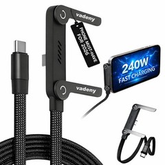 240w USB-C Charge Cable Invisible Holder Sideways Phone Charger 5 Ft Type-C Fast