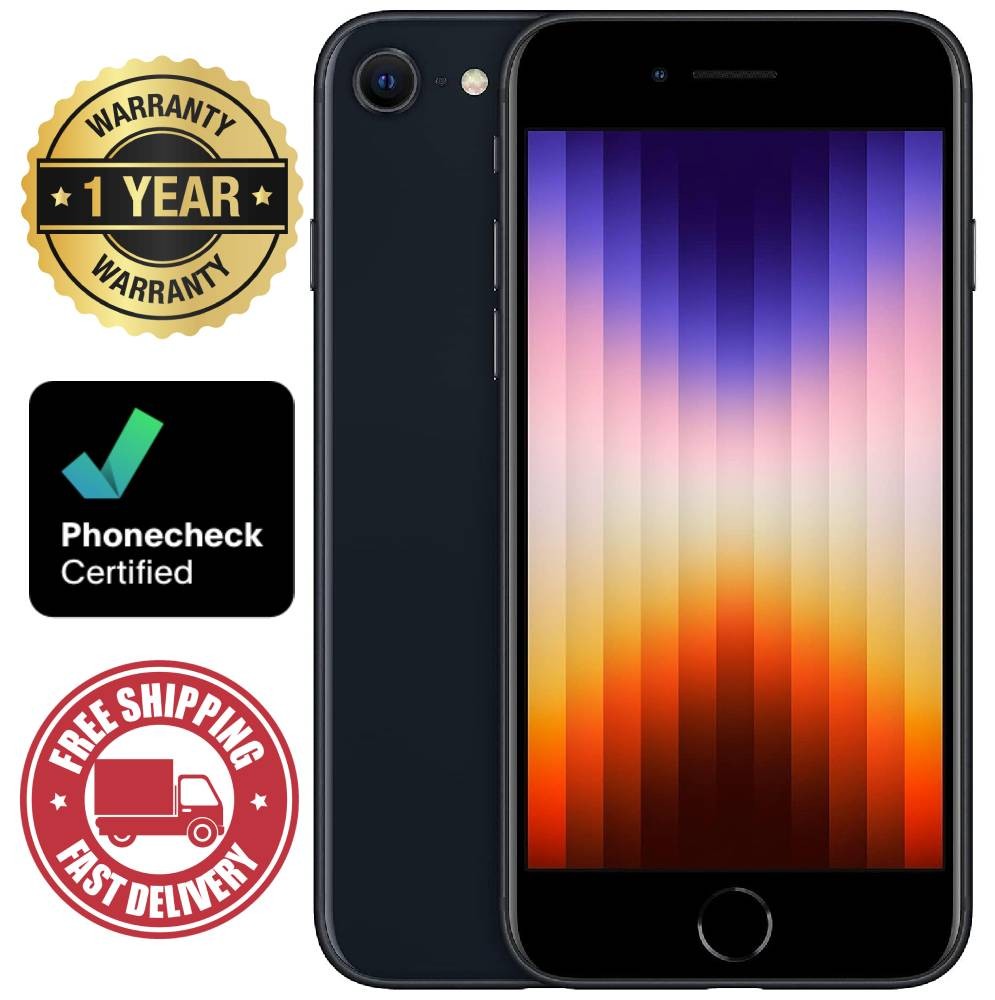 Apple iPhone SE 3rd Gen (2022) – 64 GB – Midnight (Straight Talk) – Excellent