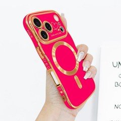 iPhone 17 Pro Max Case for Women Girls Cute Curly Wave Shape, Hot Pink Shockproo
