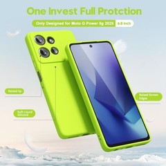 Cute Liquid Silicone Case for Motorola Moto G Power 2025, Neon Green Lime