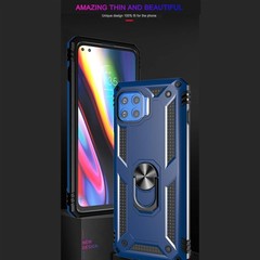 For Moto One 5G Case, Motorola UW with 2 Tempered Glass Screen Protectors Blue