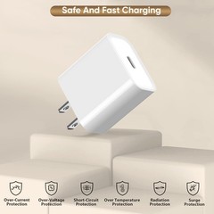 3-Pack 20W Type-C Fast Charger Wall Adapter for iPhone 17/16 6FT Cable