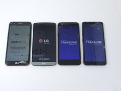 Lot of 4 Working Cracked LG Smartphones – Rebel 4 / Journey / G3 / K20 Plus
