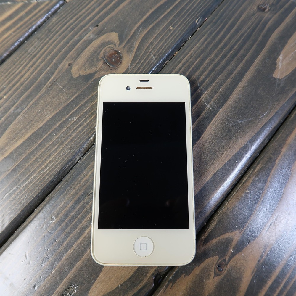 Apple IPhone 4 A1332 White Smartphone For Parts Or Repair Cracked Back Glass