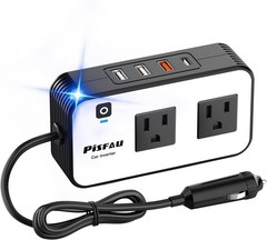 200W Car Power Inverter, DC 12V to 110V AC Car Plug Adapter Outlet with USB Char