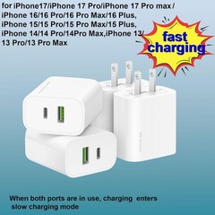 4 Pack 20W USB-C Fast Charger Block for iPhone 17/16/15/14/13/12/11/X/8