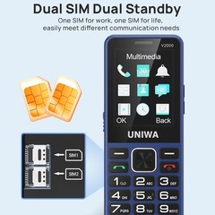 4G LTE Mobile Dual SIM Big Button Phone SOS Keyboard Torch Global UNIWA V2000