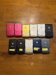 Motorola RAZR / Razor V3 Lot Of 11 Cell Phones Tested & Parts Chargers