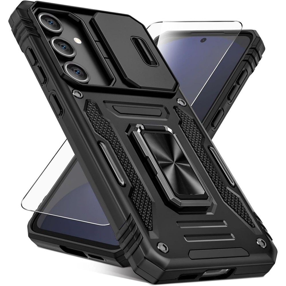 For Samsung Galaxy S24 FE Case with Kickstand & Heavy-Duty Shockproof Hard Cover
