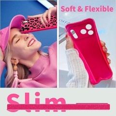 iPhone 17 Pro Max Case Glitter, Hot Pink Phone Case for Girls Women Girly, Cute