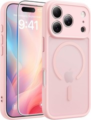 Translucent Matte Case for iPhone 17 Pro Max – Light Pink, Military Grade, Full