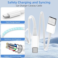 2Pack 6FT USB to USB C Cable for iPhone 17 16 15 Charger Cord, for iPad Pro 12.9